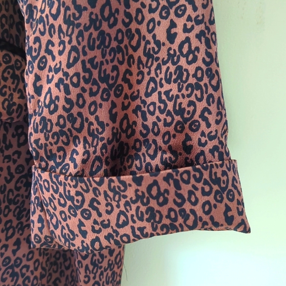 Bobeau Animal Leopard Print Open Front Cuffed Blazer Plus 2X Black Brown Cheetah - Picture 8 of 16